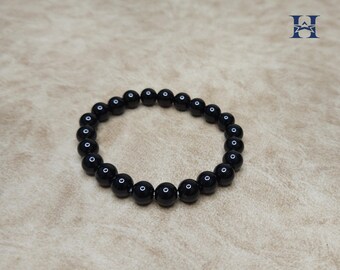 Natural Black Onyx 8mm Beaded Bracelet | Protection & Grounding Healing Crystal Jewelry