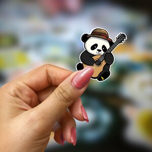 Master Guitarist Panda Bear Sticker, Panda Bear Lover Gift, Journal Decals, laptops, windows, etc.