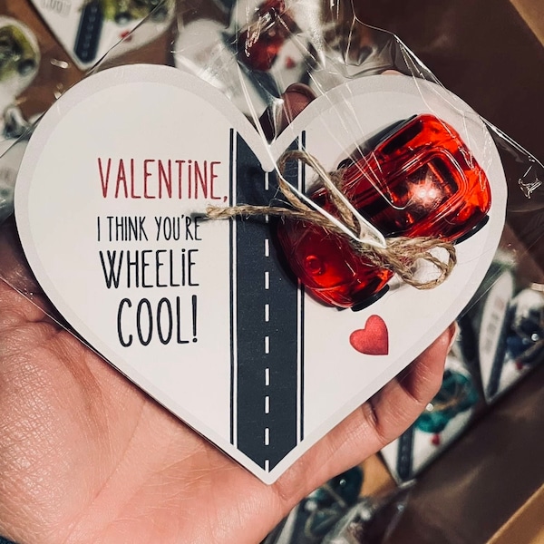 Race Car Valentine Cards Assembled | Car Valentine Tags | Boy Valentines | Classroom Valentines |Toy Car | Hot Wheels Valentines