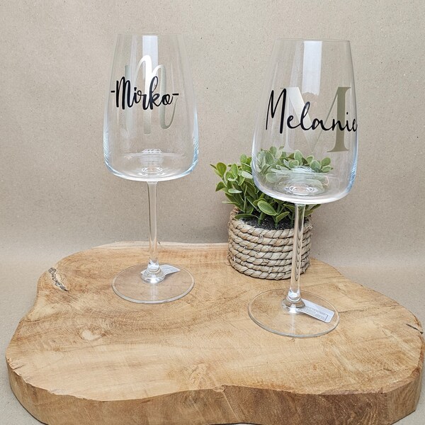 Weinglas 42cl mit Monogramm und Namen | Personalisiertes Geschenk | Hochzeit | Geburtstag | Einzug | Muttertag | Weißwein | Wein | Rotwein