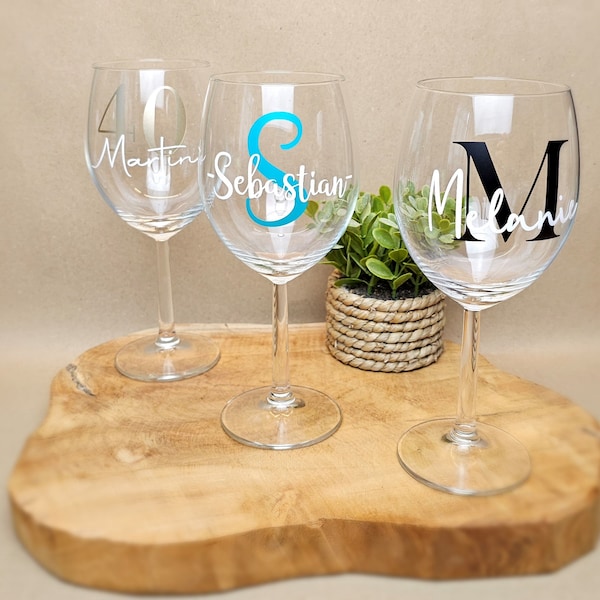 Weinglas 44cl mit Monogramm und Namen | Personalisiertes Geschenk | Hochzeit | Geburtstag | Einzug | Muttertag | Weißwein | Wein | Rotwein