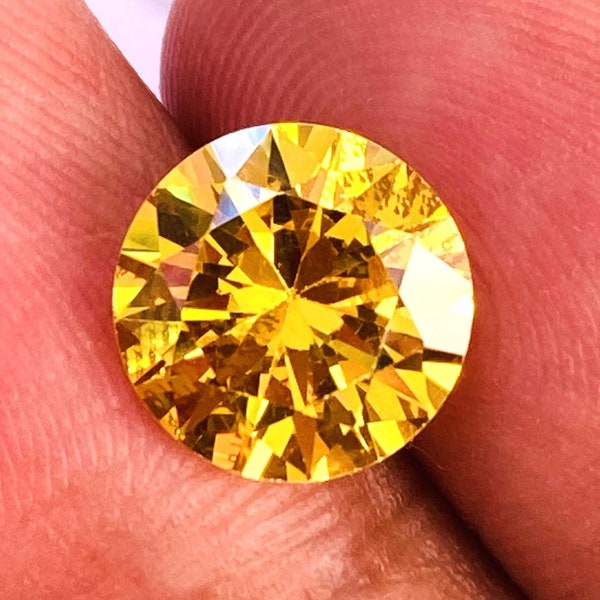 ¡Diamante amarillo! Hermosa piedra preciosa de alta calidad Forma redonda A ++ Diamante Piedra preciosa Anillo Tamaño Piedra preciosa Tamaño-10x10x6mmcarat-6.70 Y regalo adicional