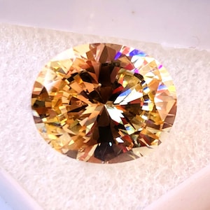 Anel de diamante amarelo claro, tamanho da pedra preciosa, formato oval de alta qualidade, tamanho excelente do diamante: 12 x 9 x 6 mm, quilates - 8,30 e (brinde extra)