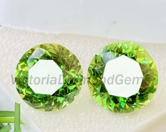 Beautiful Pair Green Sapphire Gemstone High Quality Gemstone  Excellent Cut Round Shape Gemstone Size-9x9x6MM Carat-15.15 And(extra gift)