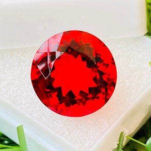 A+++!! Red Sapphire High quality Gemstone Round  shape ring size gemstone size-14x14x9MM carat-11.10 and (extra gift)