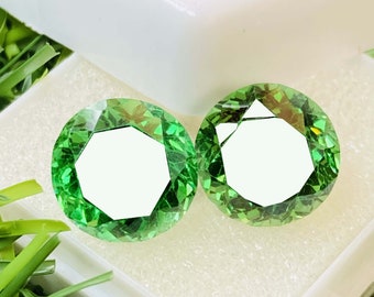 Beautiful Pair Green Sapphire Gemstone High Quality Gemstone  Excellent Cut Round Shape Gemstone Size-10x10x6MM Carat-16.55 And(extra gift)