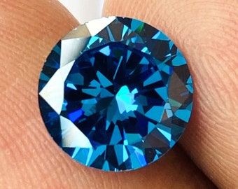 ゴージャスなブルーダイヤモンドの美しいリングサイズの宝石ラボ製ダイヤモンドサイズ-9x9x5MMカラット-6.10高品質宝石（追加ギフト付き）