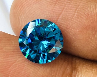 ゴージャスなブルーダイヤモンドの美しいリングサイズの宝石ラボ製ダイヤモンドサイズ-9x9x5MMカラット-6.10高品質宝石（追加ギフト付き）