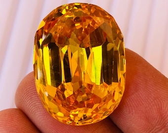 Magnifique!!!! Topaze jaune forme ovale pierre précieuse coupe brillante taille de pendentif de haute qualité taille de pierre précieuse-26x19x11MM Carat-82.10 (et cadeau supplémentaire)