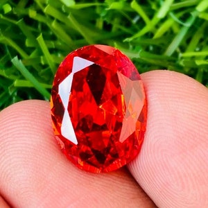 Gorgeous!!! Orange Sapphire High quality Gemstone oval shape ring size gemstone size-15x12x8MM carat-15.20 and (extra gift)