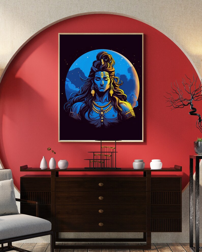 Shiva Wall Art Hindu God Meditation Wall Art Digital Etsy