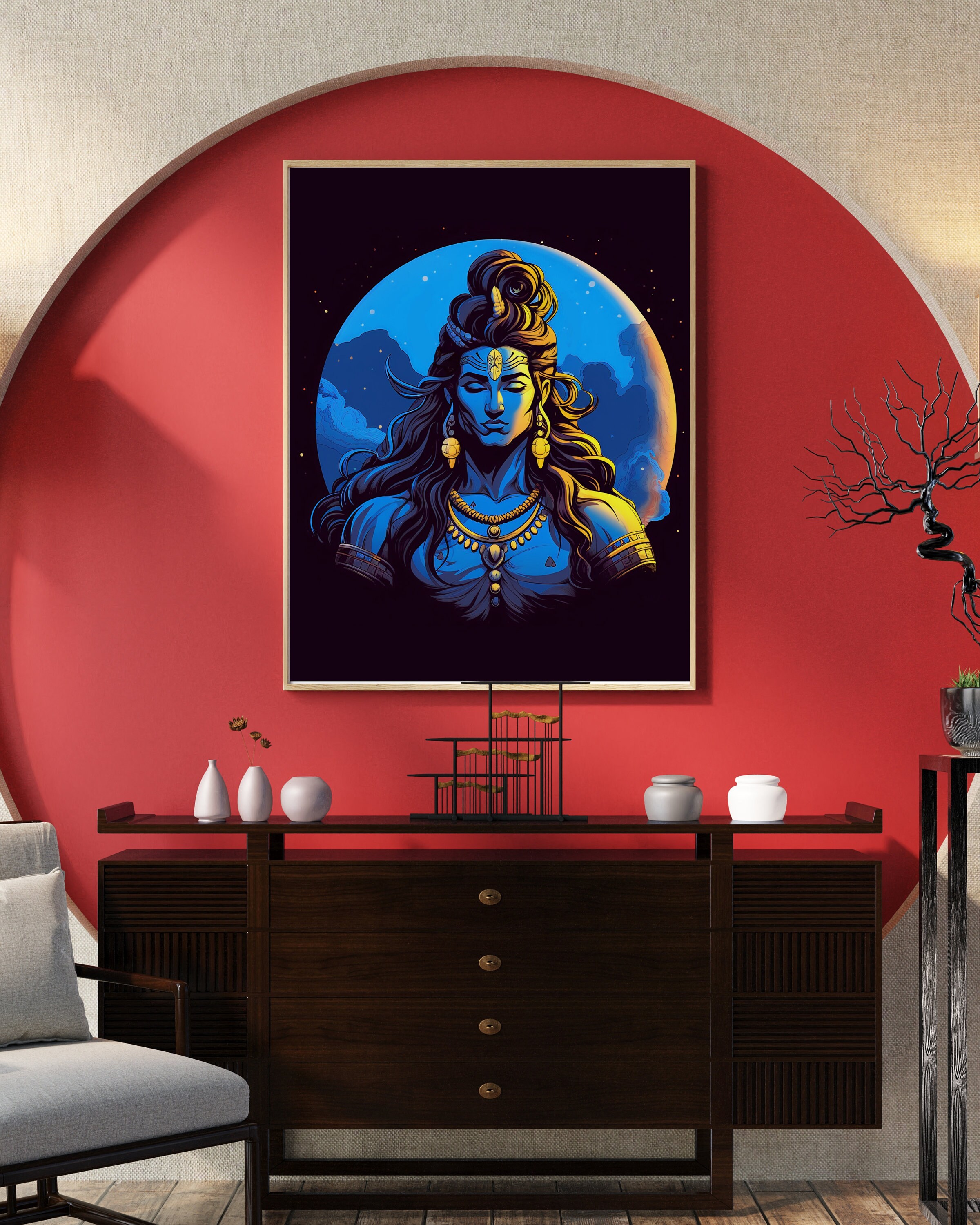 Shiva Wall Art Hindu God Meditation Wall Art Digital Etsy