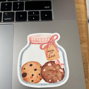Stickers en vinyle laminé mat mignon pot à biscuits | cadeau bestie soeur ami de la famille | mari femme petit ami petite amie | biscuits aux pépites de chocolat