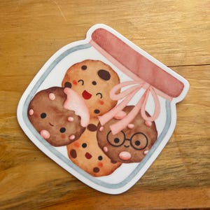 Stickers en vinyle laminé mat mignon pot à biscuits | famille de cookies | cadeau pour les meilleures soeurs, amies de la famille | biscuits aux pépites de chocolat