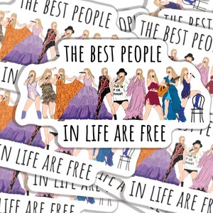 Sticker motivant TS Eras | Les plus belles personnes sont gratuites | Stickers imperméables en vinyle laminé pour bouteille d'eau, ordinateur portable, téléphone