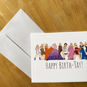 Carte de voeux d'anniversaire TS | Happy Birth-Tay ! | Carte d'anniversaire A2 avec enveloppe blanche | Cadeau fan art pour petite amie Swiftie, fille nièce