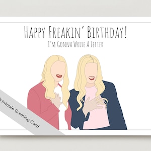 Feliz cumpleaños, voy a escribir una carta, de la película White Chicks, tarjeta de cumpleaños imprimible, tarjeta de felicitación divertida para mejores amigas