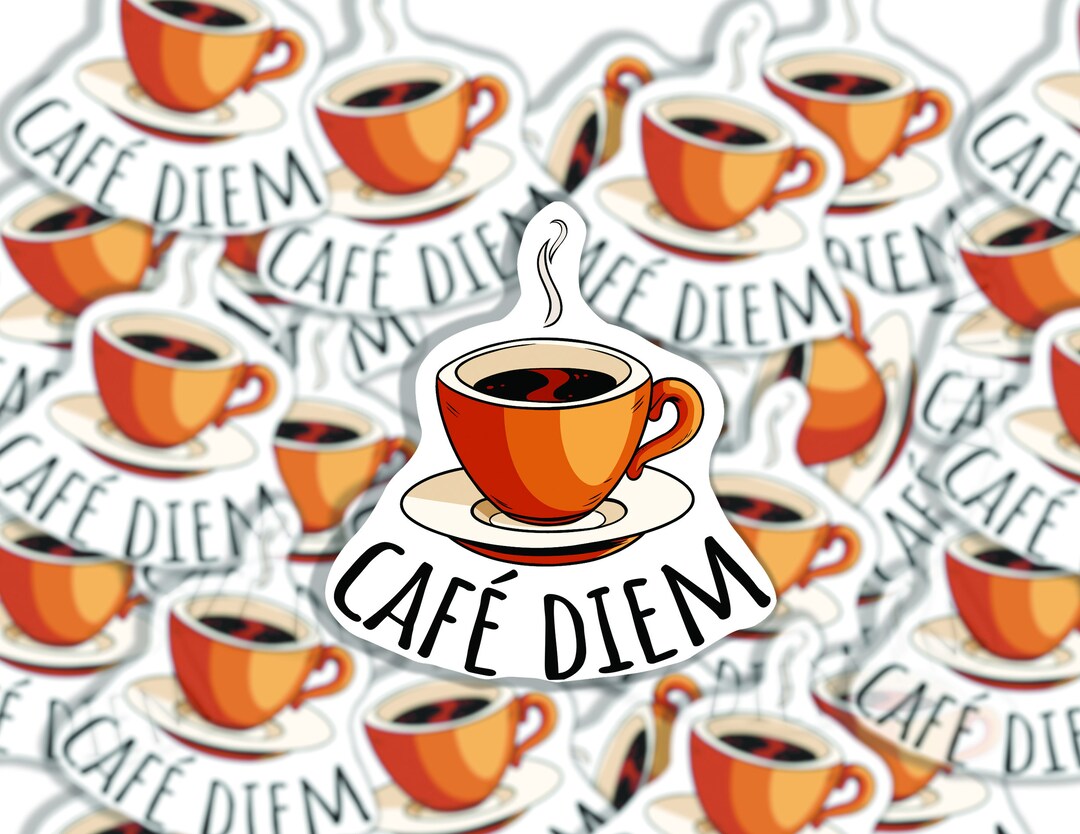 Cafe Diemwaterproof Laminated Vinyl Stickers for Laptop, Water Bottle ...