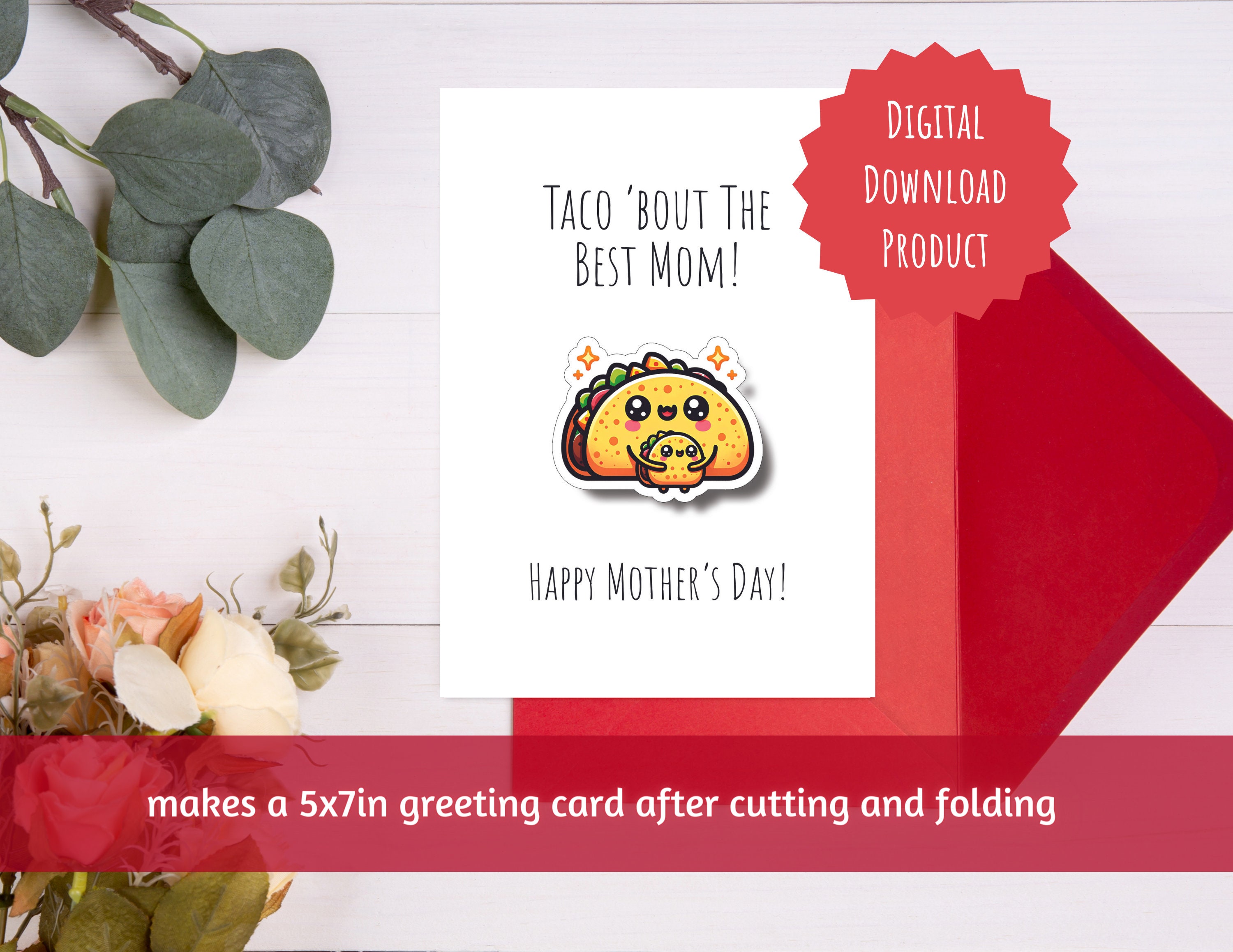 Cute Printable Mothers Day Greeting Cardmother and Child Mexican Taco