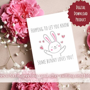 Hopping, um Sie wissen zu lassen, einige Kaninchen liebt Sie druckbare Grußkarte | 13x18cm | Digitaler Download | Valentinstag Karte, süßes Geschenk zum Jahrestag