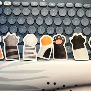 Autocollants en vinyle laminé mat pattes de chat mignon | cadeau pour ami de la famille soeur meilleure amie | notes de planificateur de journal | autocollants patte de chat kawaii