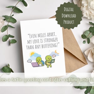 Carte relationnelle interurbaine | 5 x 7 pouces | Carte de voeux imprimable|Cadeau pour couples LDR|Juste parce que, cadeau d'anniversaire, carte de Saint-Valentin