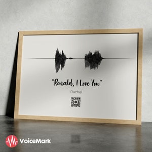 Print Gift with Voice Message, Scannable QR Code, Personalized Soundwave Art, Gift for him/her, Custom Voice Recording Print
