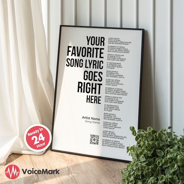 Personalised Song Lyric Print, Printable Lyric Wall Art, Personalized Lyric Print, Wedding Song Print, Gift for Music Lover, Your Song Print