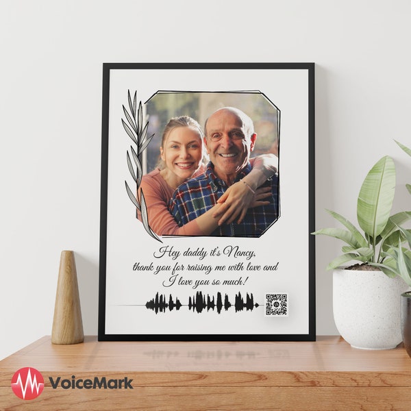 Spraakopname cadeau, Soundwave art qr code, Memorial Voicemail Gift, QR Code Gift, Soundwave Art, Voicemail cadeau, Cadeau voor papa