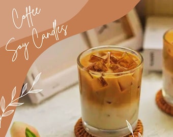 Iced Latte Handmade Soy Candle, Gift For Her, Iced Coffee Scented Handmade Candle, Coffee Candle with Ice Cube, Unique Design