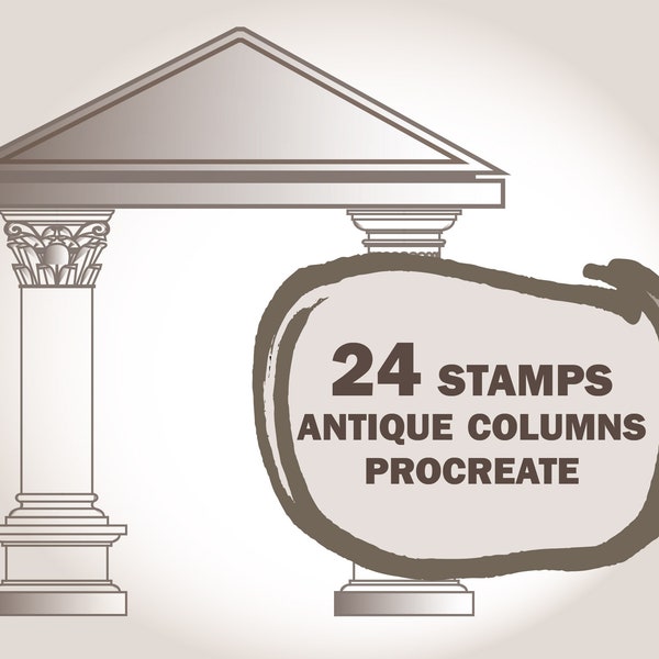 24 Antique Columns Procreate Stamps