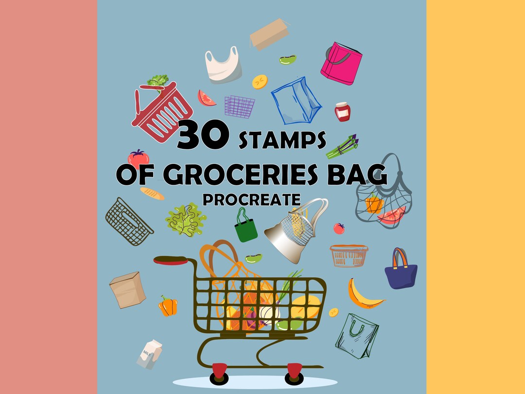 30 Groceries Bags Procreate Stamps Etsy
