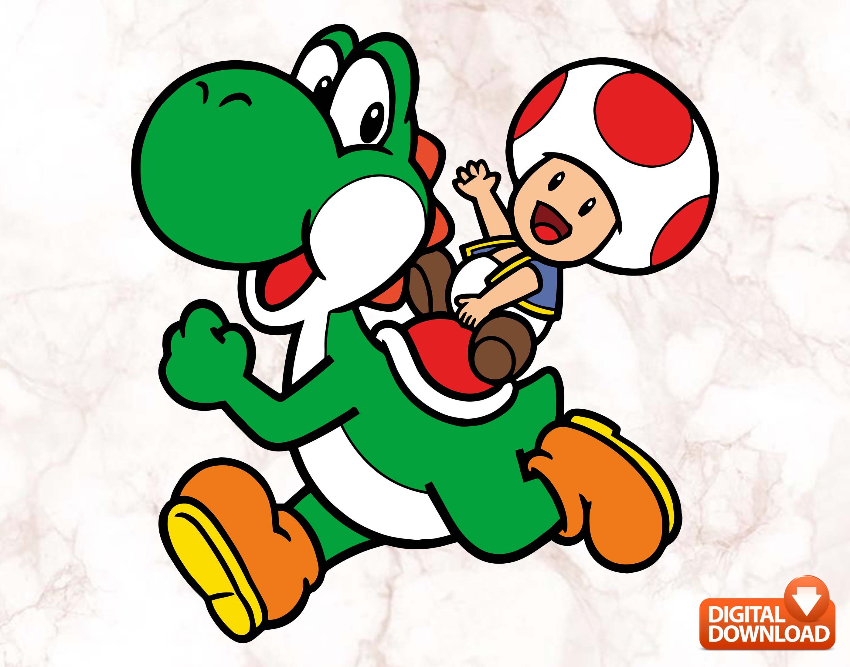 Yoshi and Toad Super Mario SVG DXF PNG Digital Instant - Etsy Canada