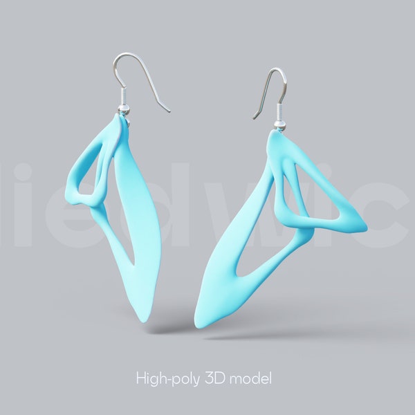 3D Printed Earrings, Abstract Earrings Stl File, 3D Printed Jewelry Design, Interesting Earrings 3D Model, 3D Earrings Digital File