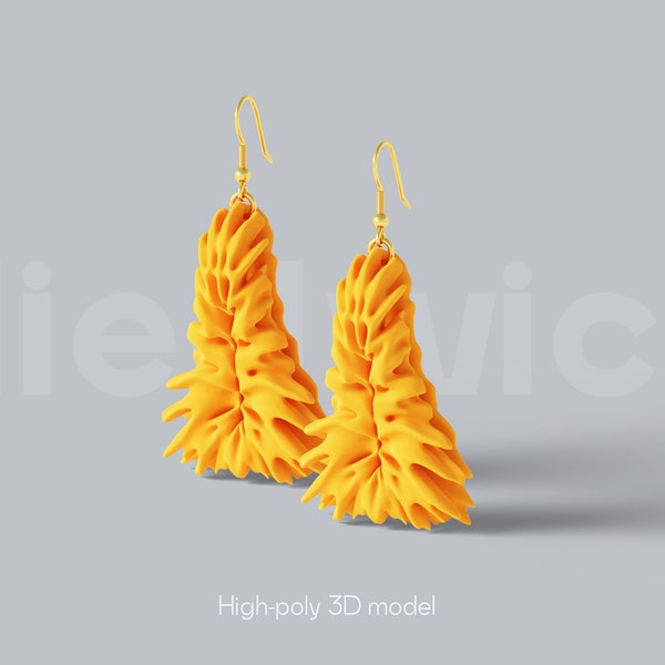 Coral Earrings STL FILE for 3D Printing DiY Jewelry Pattern Nature Botanical Nautical Dangling Earrings Model Printable Jewelry