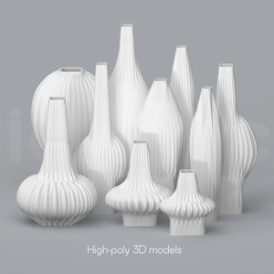 3D Printed Modern Vase Set: Designer STL Files (Downloadable)