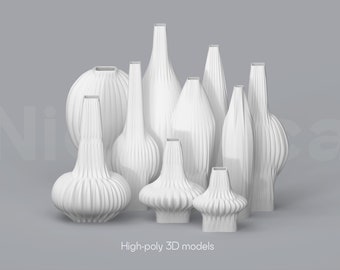 3D Printed Modern Vase Set: Designer STL Files (Downloadable)
