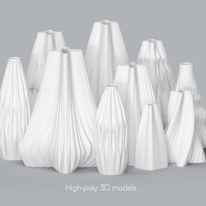 3D Printed Vase Set: Contemporary STL File Collection (Downloadable)