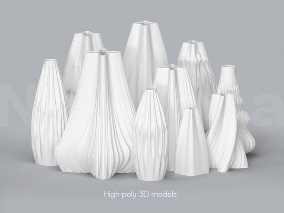 3D Printed Vase Set: Contemporary STL File Collection (Downloadable)