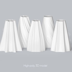 Modern 3D Printed Vase Set: Minimalist STL Files (Downloadable)