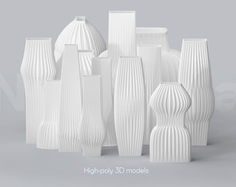 3D Printed Modern Vase Collection: STL Files (Downloadable)