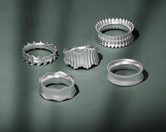 3D Printed Cuff Bracelet Set: Modern Jewelry STL Files (Digital Download