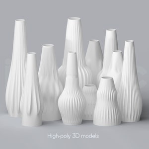 3D gedruckte moderne Vase Designs: STL File Collection (Herunterladbare Dateien)