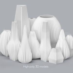 3D Printed Modern Vase Collection: STL Files (Digital Download)