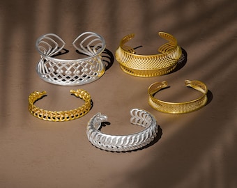 3D Printed Wrist Cuff Bracelet Set: Modern STL Model Files