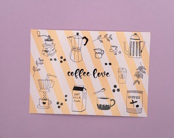 Postkarte Coffee Love Pastel Stripes