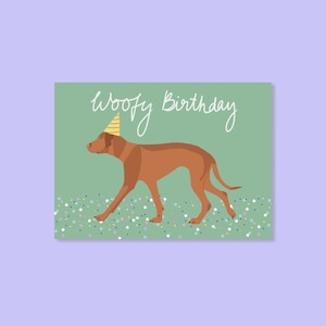 Postkarte Woofy Birthday Vizsla
