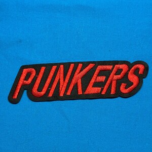 PUNKERS text graphic iron on patch 1" x 4.75"
