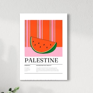 Palestine Digital Poster, Palestine Collection, Red white, Gallery Wall Art, white Background A2 - 59.4 x 42 cm