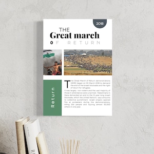 Palestine Digital Poster, The Great March Of Return, Palestine Collection,Green white, Gallery Wall Art, white Background A2 - 59.4 x 42 cm